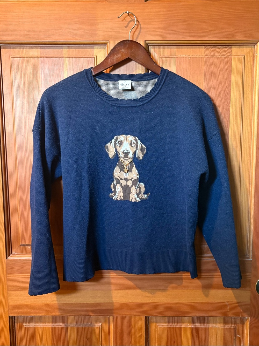 Nikka K Navy Blue Dog Sweater Large